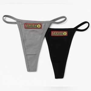 Livity Livi-G Thong 2-Pack Hemp Organic Cotton Gray/Black size L – New(F82)✨
